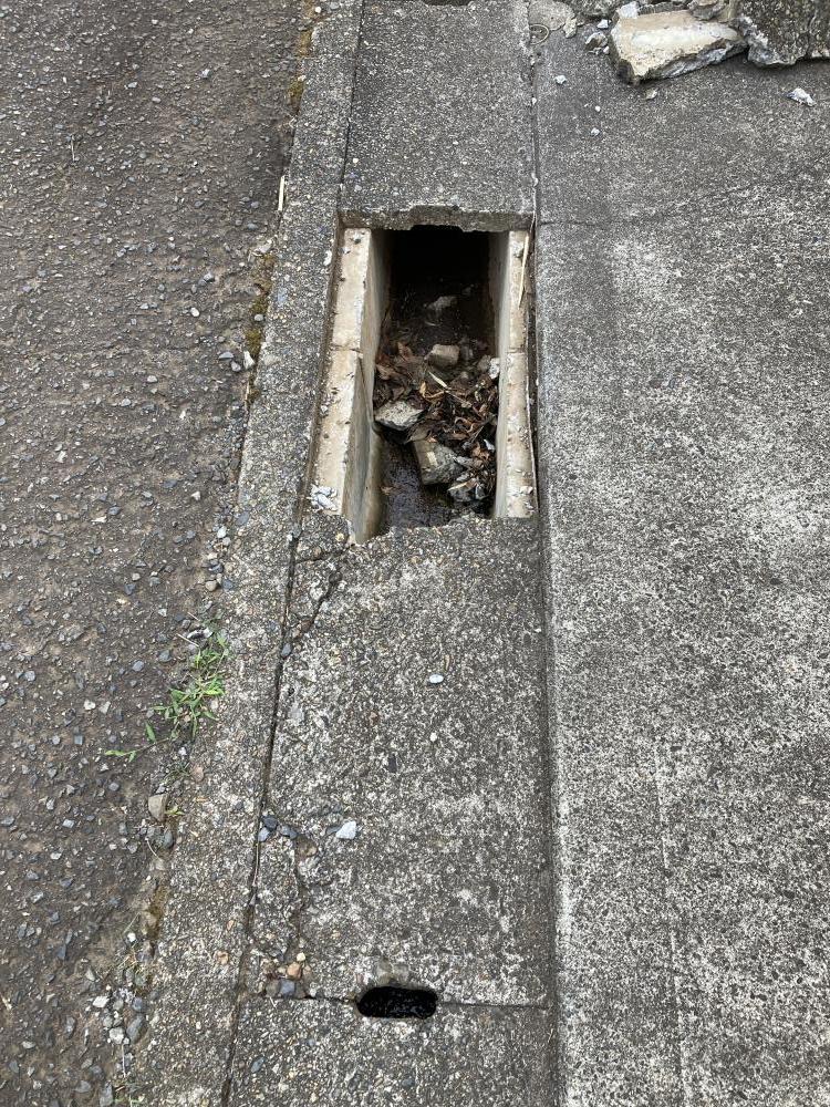 現場の写真1:道路の異常(道路の陥没 、側溝の破損など)
