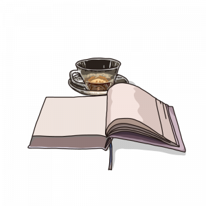 本と紅茶のイラスト
