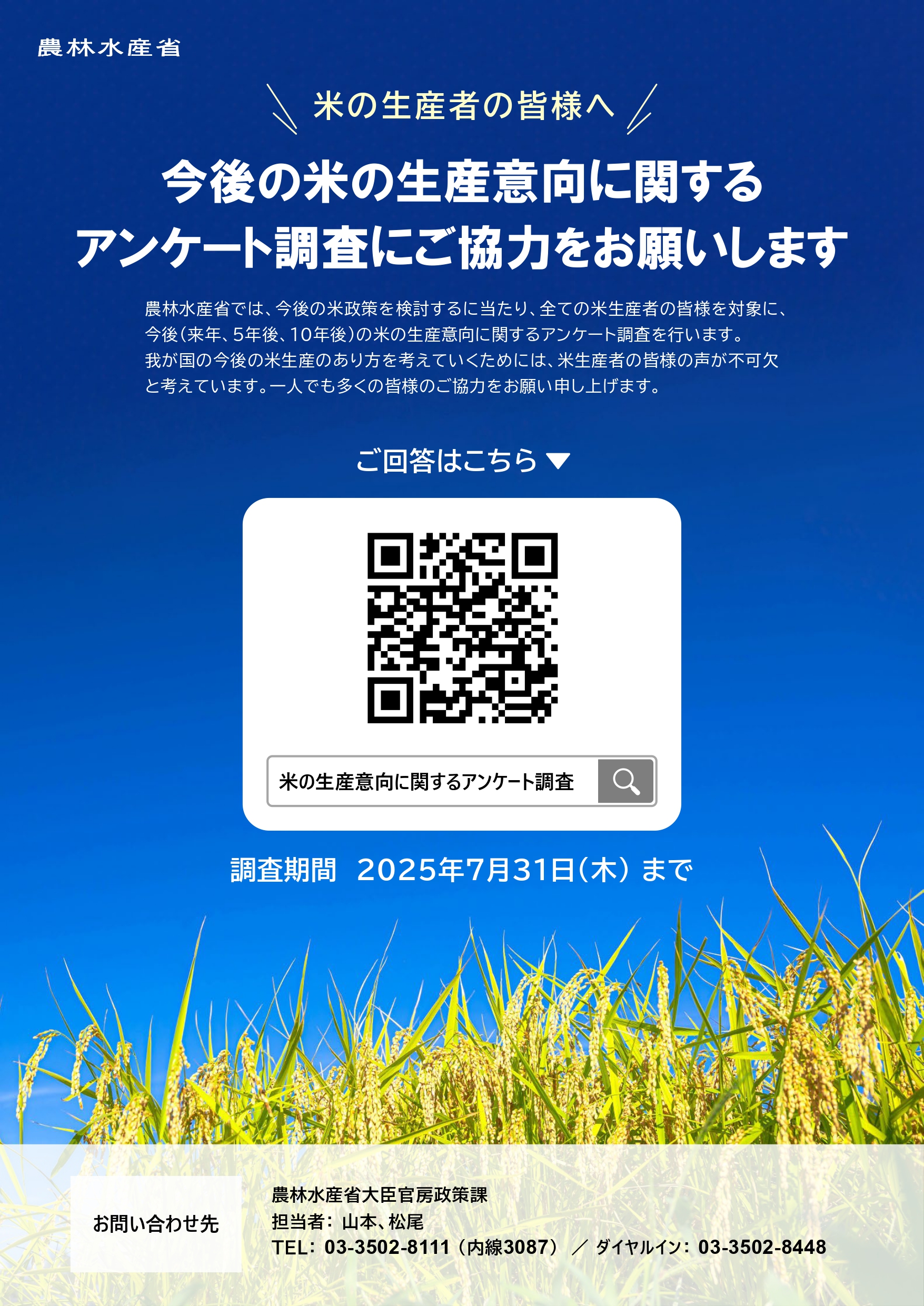 米の生産意向に関するアンケート調査