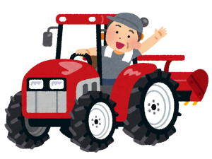 トラクターに乗っている男性